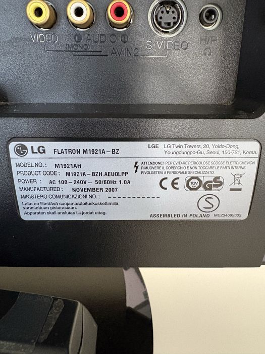 Monitor LG Flatron M1921A