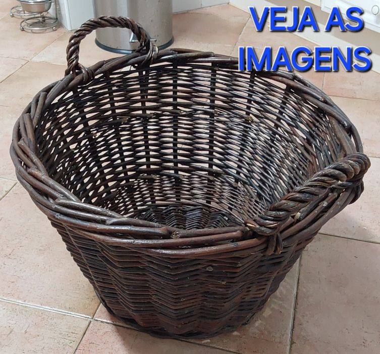 CESTA EM VERGA , GRANDE , MULTIUSOS.Casa,Sala,Lareira,Garagem,Vindima.