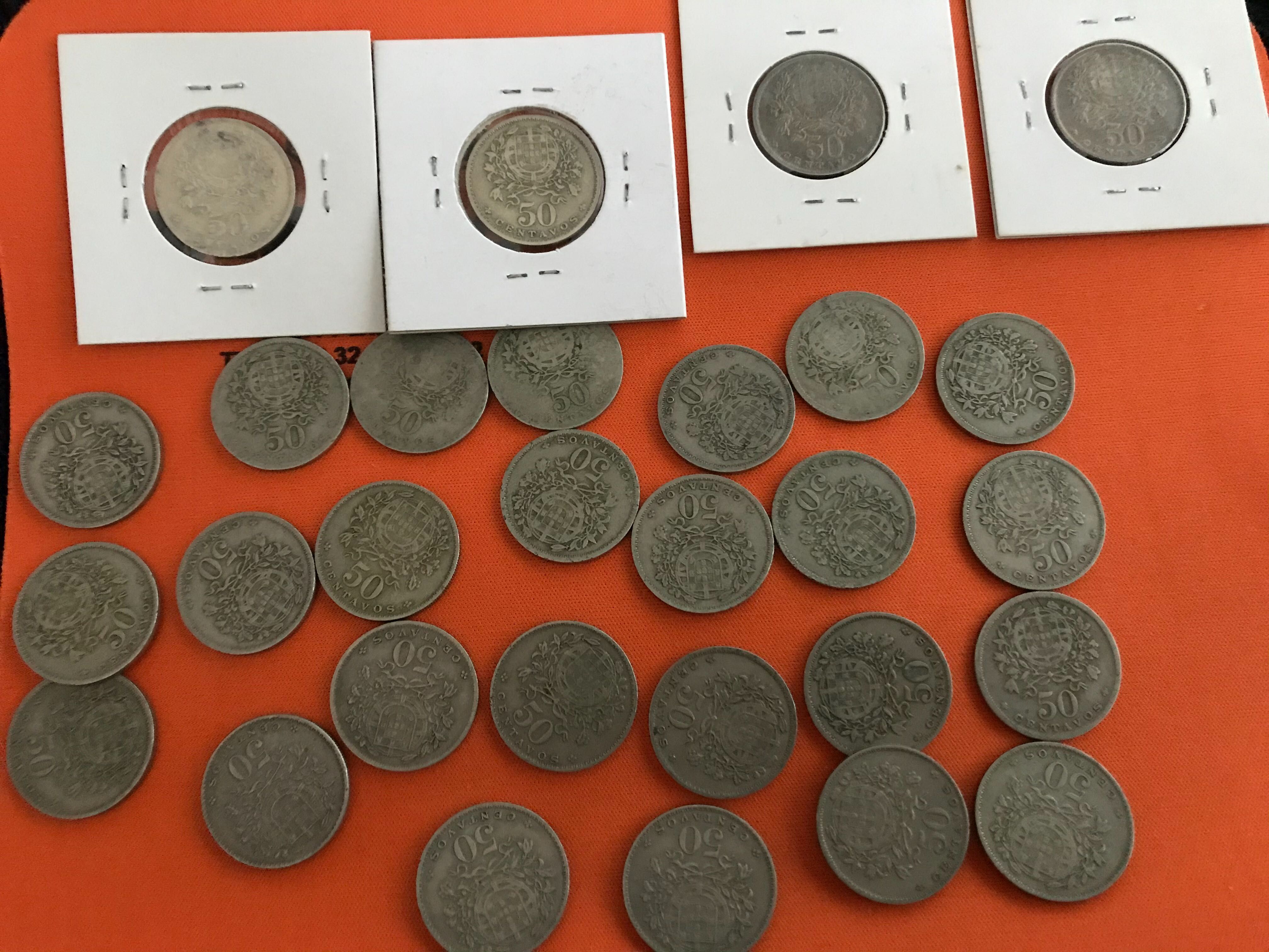 Moedas antigas de 50 centavos de 1928 a 1968