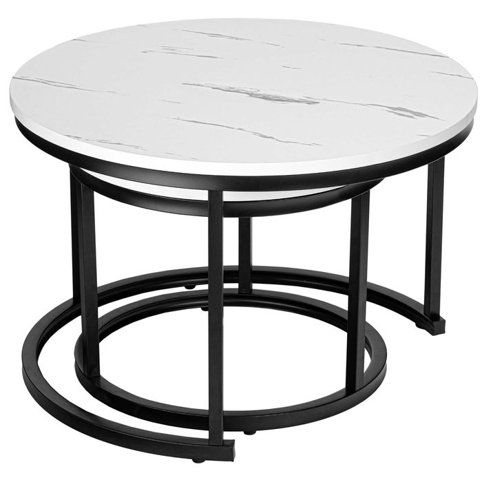 Zestaw stolików loftowych GALEN BIAŁY MARMUR