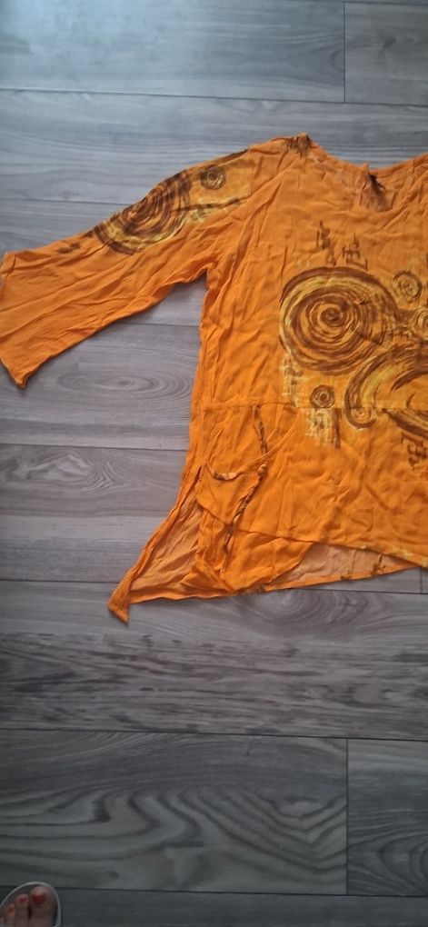 GANESCHA boho Indonezja bluzka /tunika L/XL pomarańczowa wzór gratis w