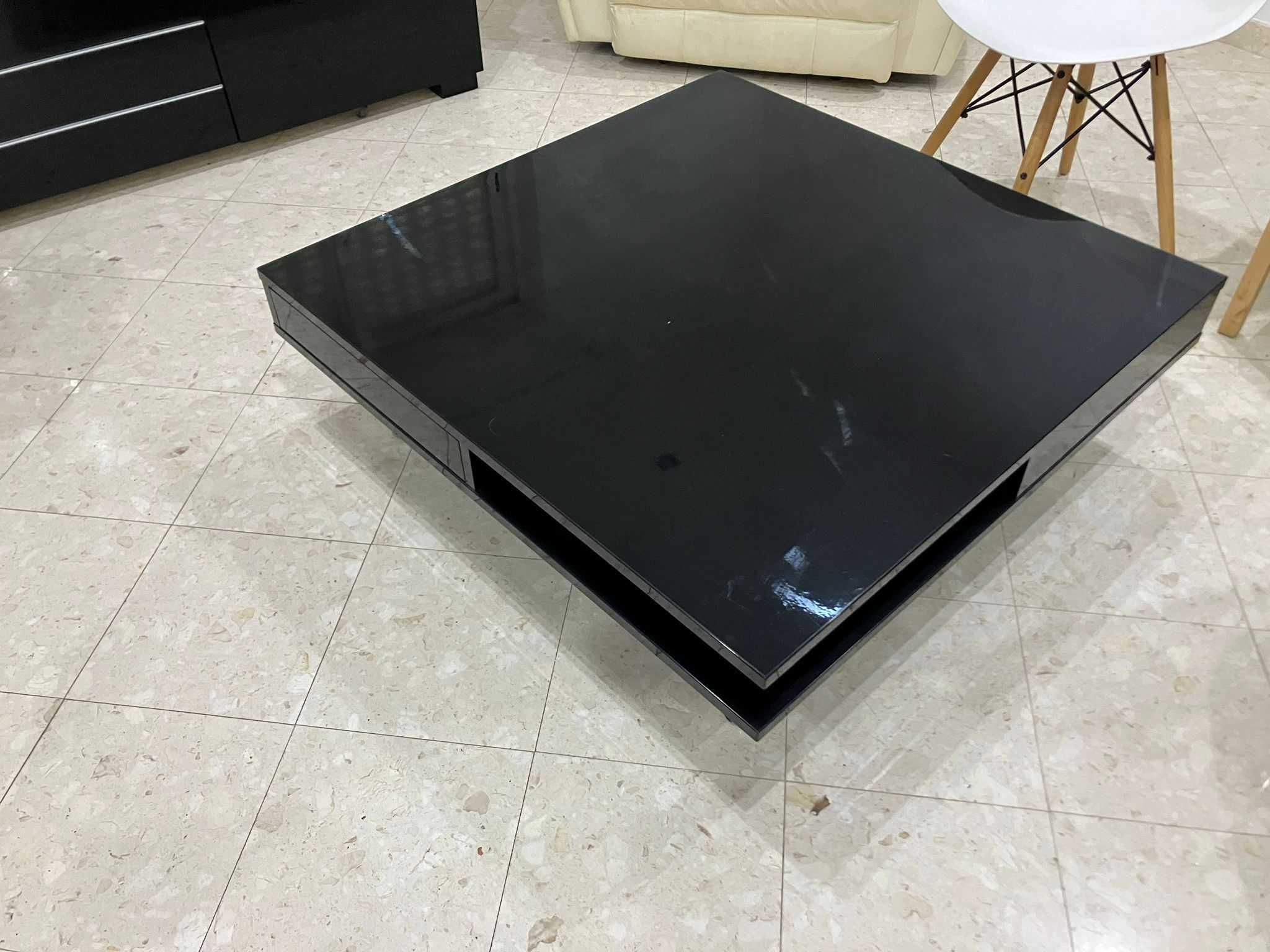 IKEA TOFTERYD Mesa de centro, preto brilhante 95*95cm