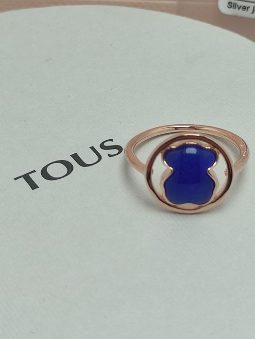 Pierścionek 16 z misiem różowe srebro vermeil 926 z dumortierytem