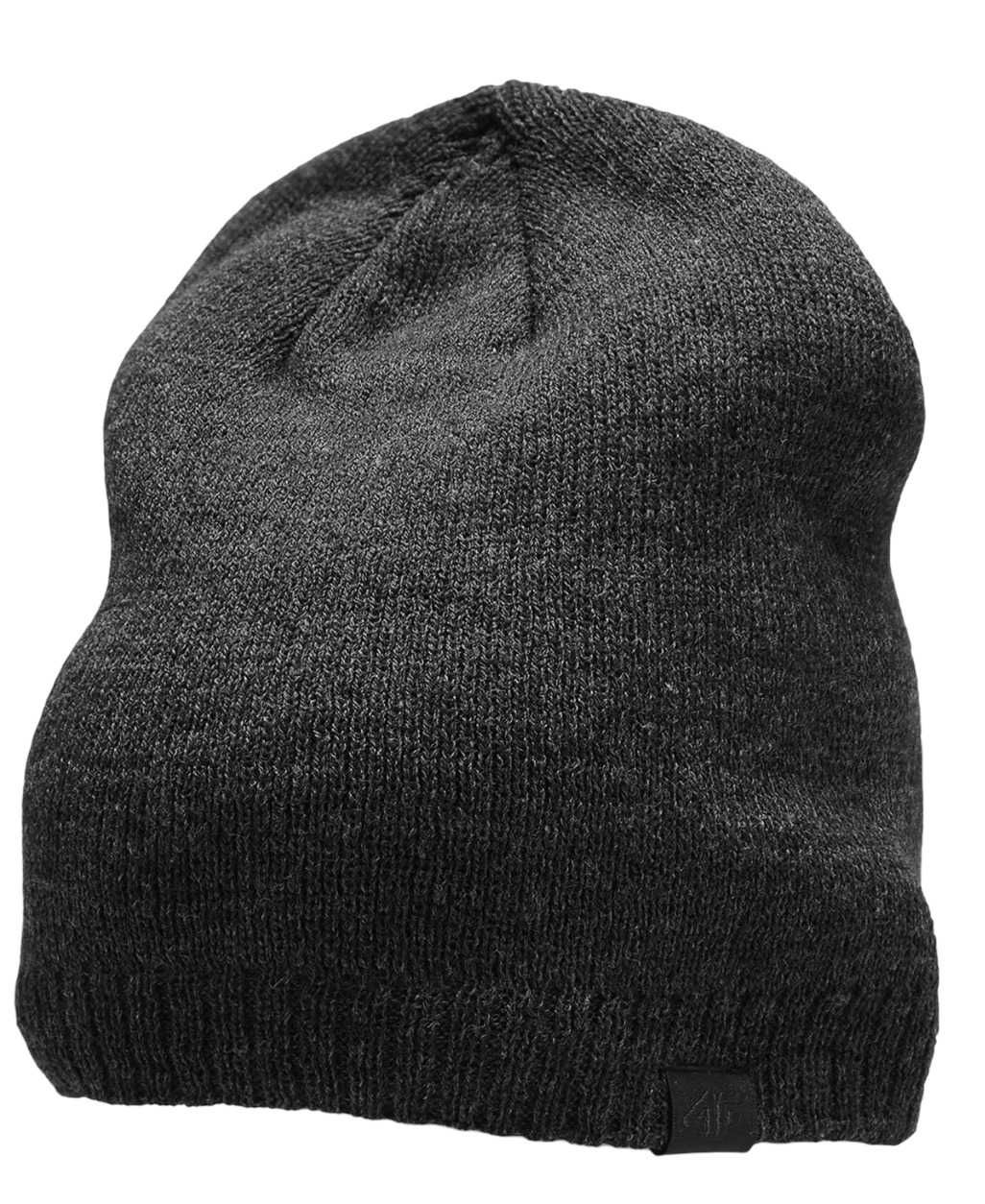 Czapka zimowa 4F beanie ciemny szary melanż szara na wiosnę ciepła