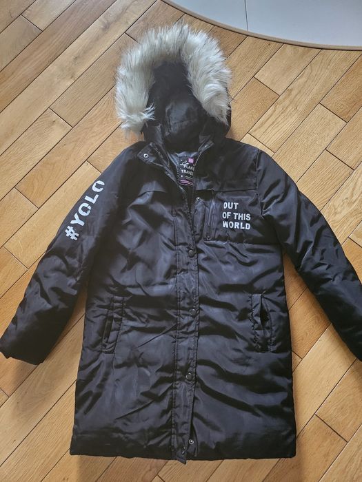 Dziewczęcą, czarna,  zimowa,  kurtka