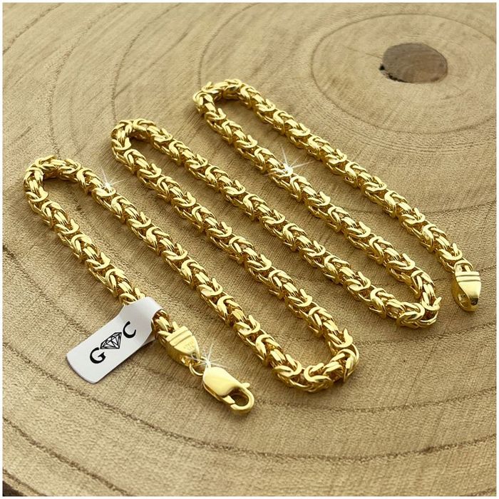 Łańcuszek Złoty Damski Splot Królewski 925/585 Srebro Pozłacane 65cm/4