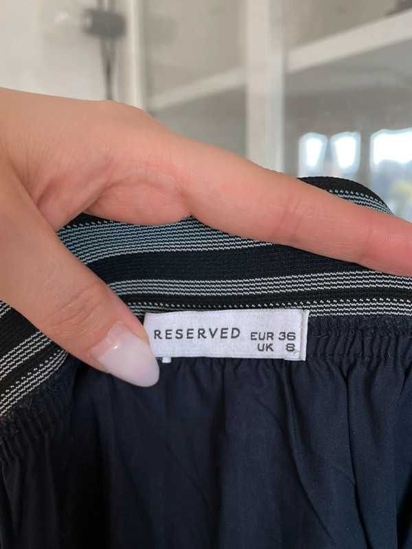 Granatowa sukienka mini midi krótki rękaw Reserved S 36