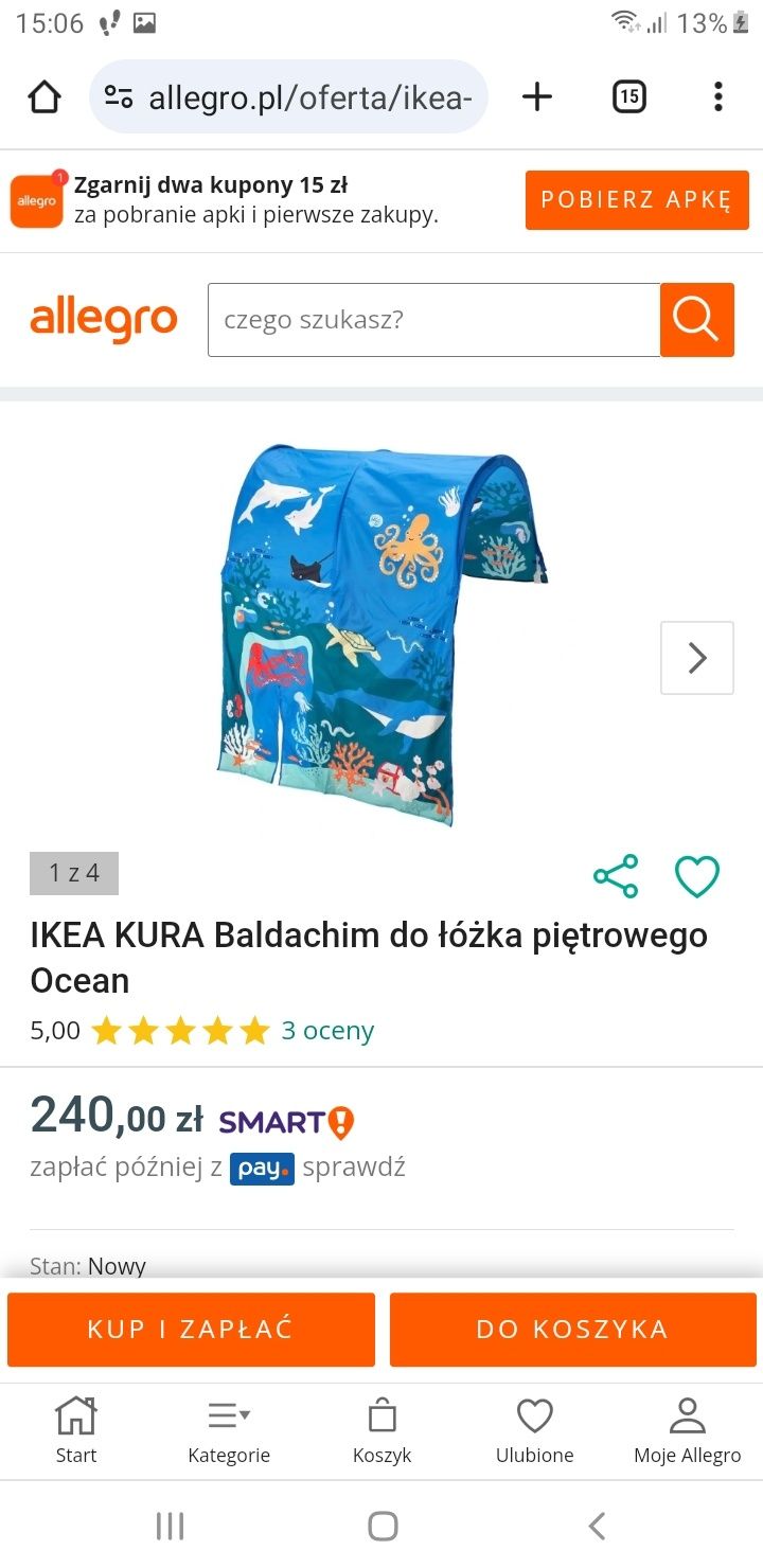 Baldachim ikea kura do łóżka 90×200