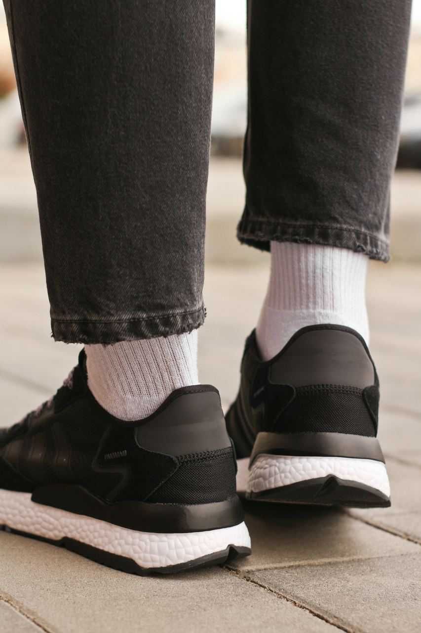 Чоловічі кросівки Adidas Nite Jogger чорний з білим 1018 ЯКІСТЬ