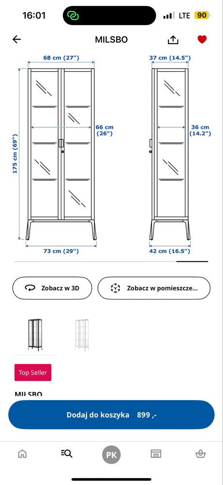 Witryna szklana Ikea Milsbo stan idealny
