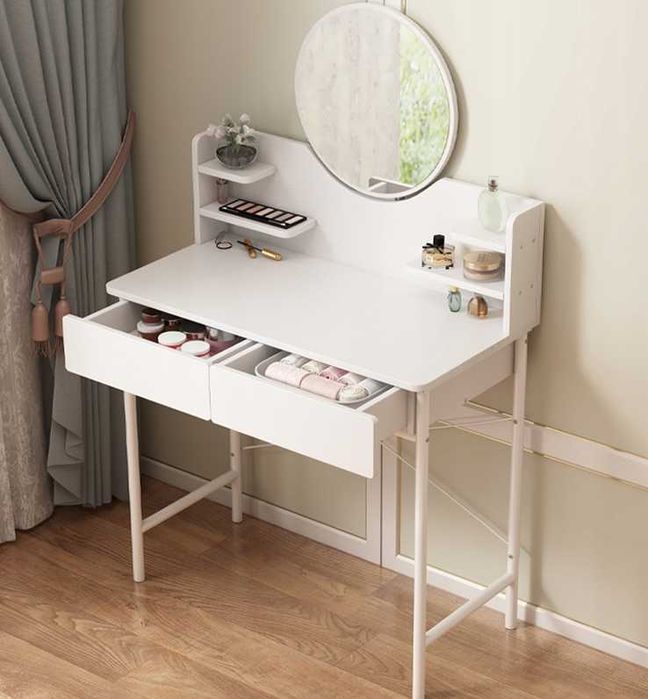 Nowa Toaletka Kosmetyczna Biała z Lustrem I Szufladami