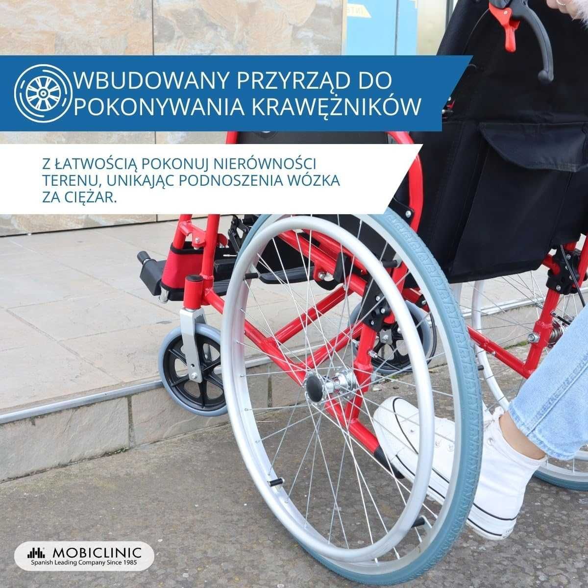 Aluminiowy Wózek Inwalidzki Mobiclinic Torre Czerwono-Czarny