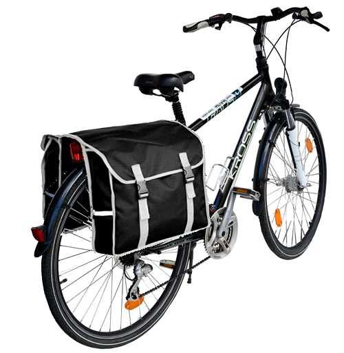 Sakwa na bagażnik, torba rowerowa 2x15L - czarno szara