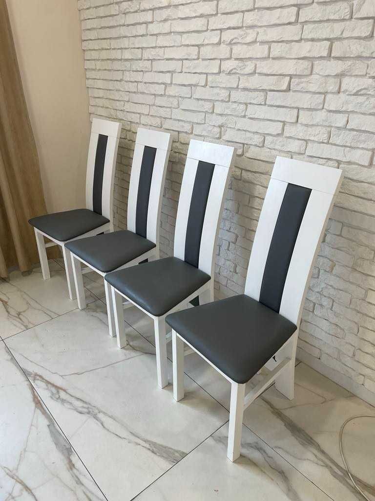 4 krzesła nowe białe ekoskóra