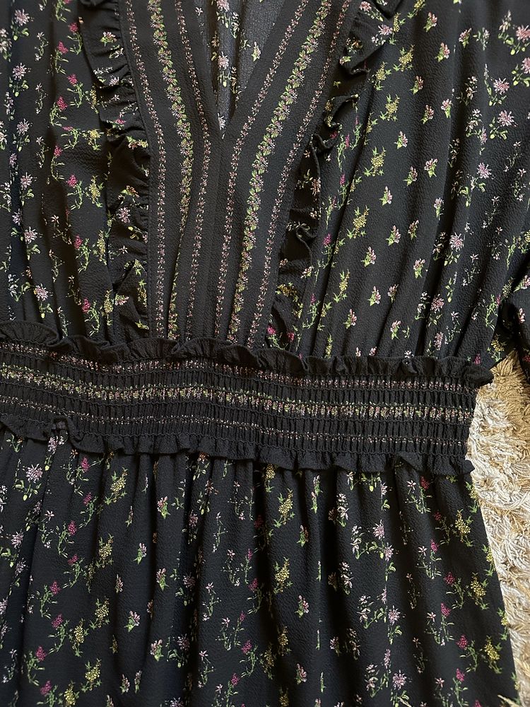 Платье миди с цветочным принтом платье с объемными рукавами сукня міді