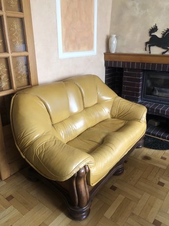 Zestaw mebli skórzane kanapa sofa fotel