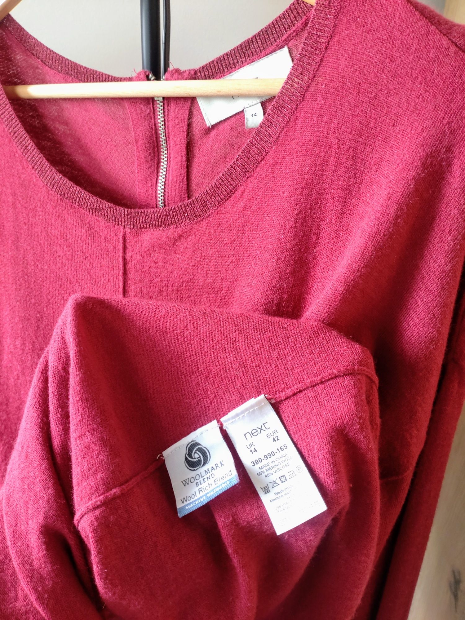 Sweterek damski z wełną merino Woolmark r. XL