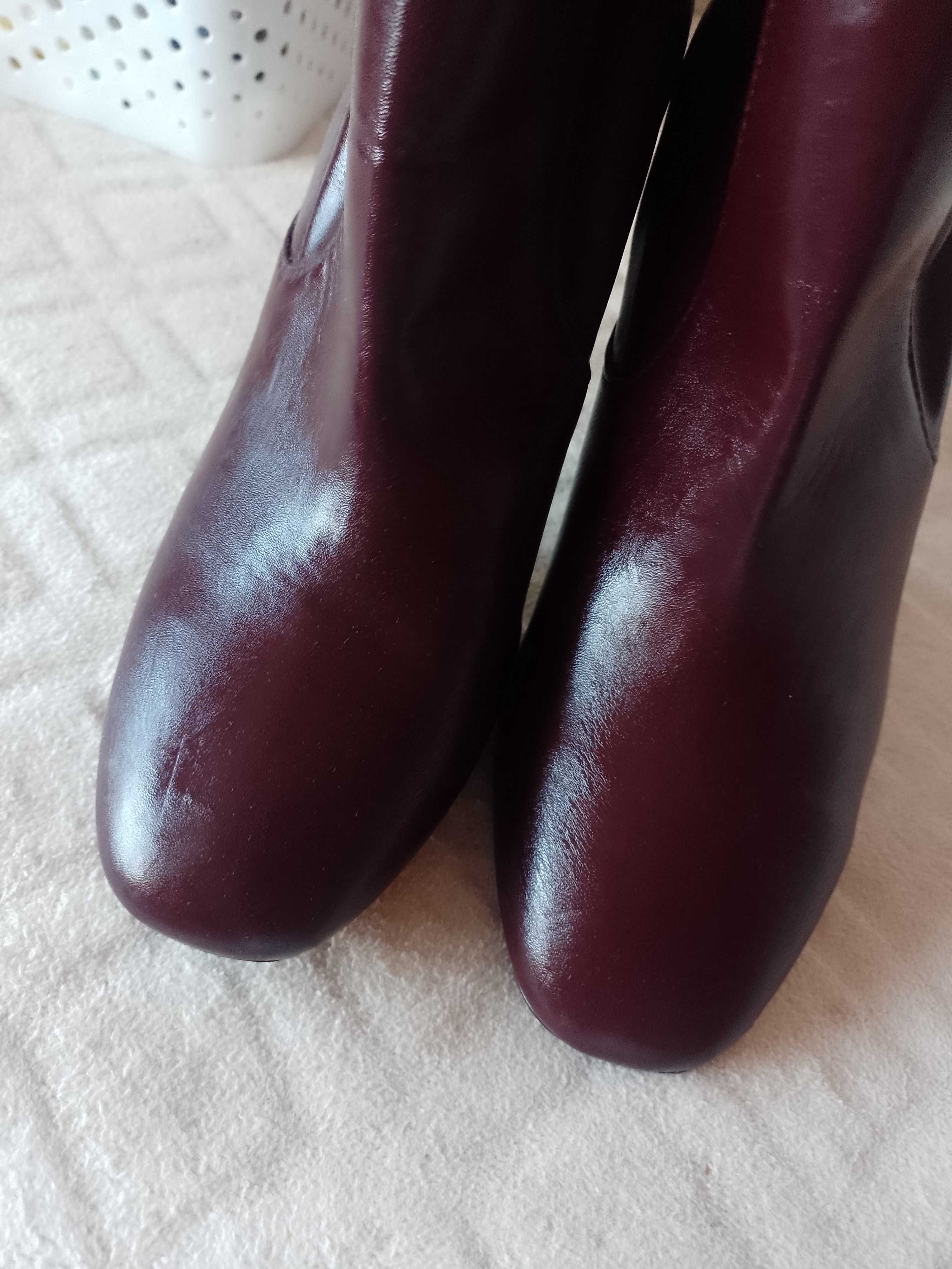 (37) ZARA/Bordowe/ fioletowe Botki z Madrytu,