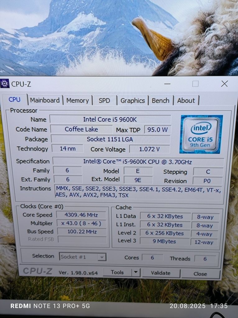 Procesor Intel i5-9600K LGA1151 (9gen.)