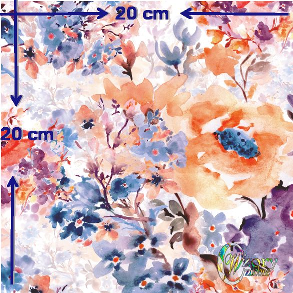 Materiał z wydrukowanym wzorem: floral watercolor - seria 1
