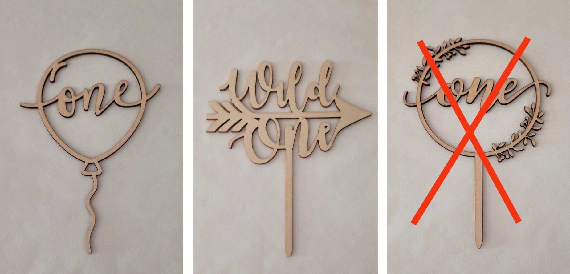 Cake toppers / Topos de Bolo em MDF para Primeiro Aniversário