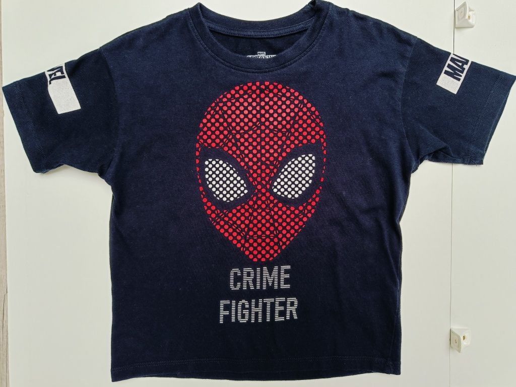 Granatowa bluzka chłopięca na krótki rękaw, t-shirt Spiderman, r. 110