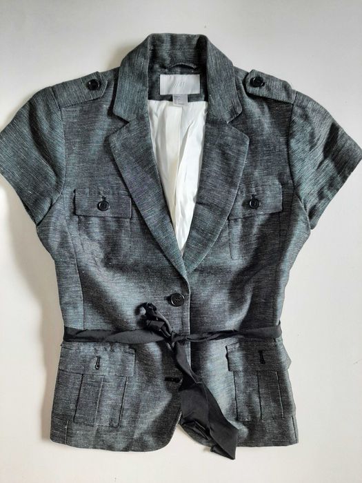 Marynarka żakiet rozmiar XS S 34-36 kolor szary melanż H&M