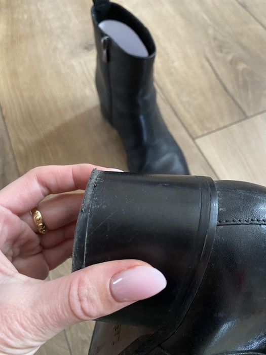 Шкіряні ботінки на каблуку осінні на флісі