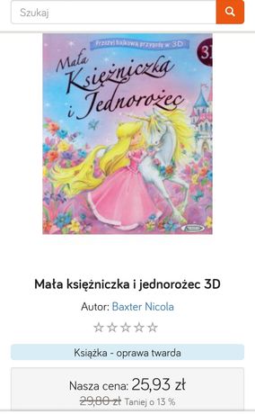 Książka 3D Mała Księżniczka i Jednorożec dla dziewczynki