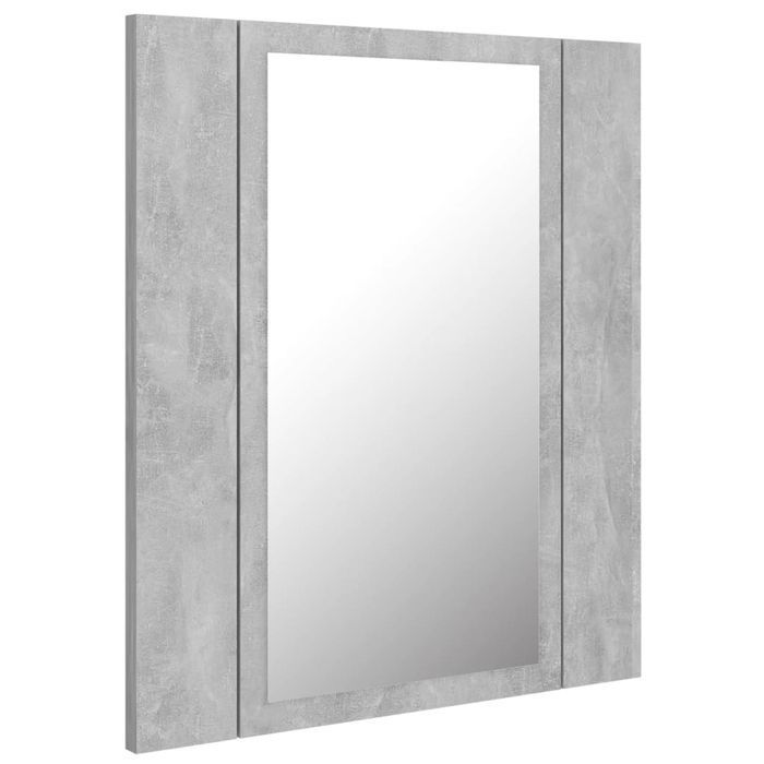 Vidaxl Szafka Łazienkowa Z Lustrem I Led, Szarość Betonu, 40X12X45 Cm