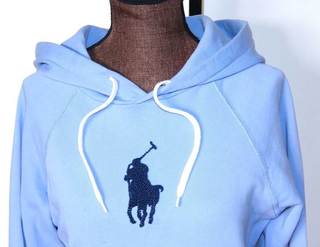 Ralph Lauren niebieska błękitna bluza damska kapturem xs 34 36 s haft