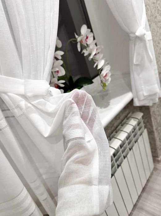 тюль білий льон для вікон