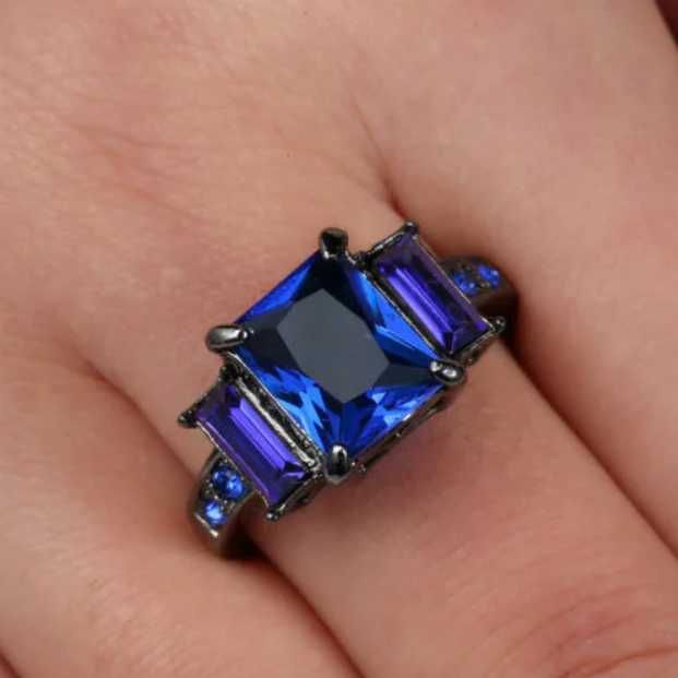 Anel Número 17 (18,1mm) com Zircônia Cúbica Azul