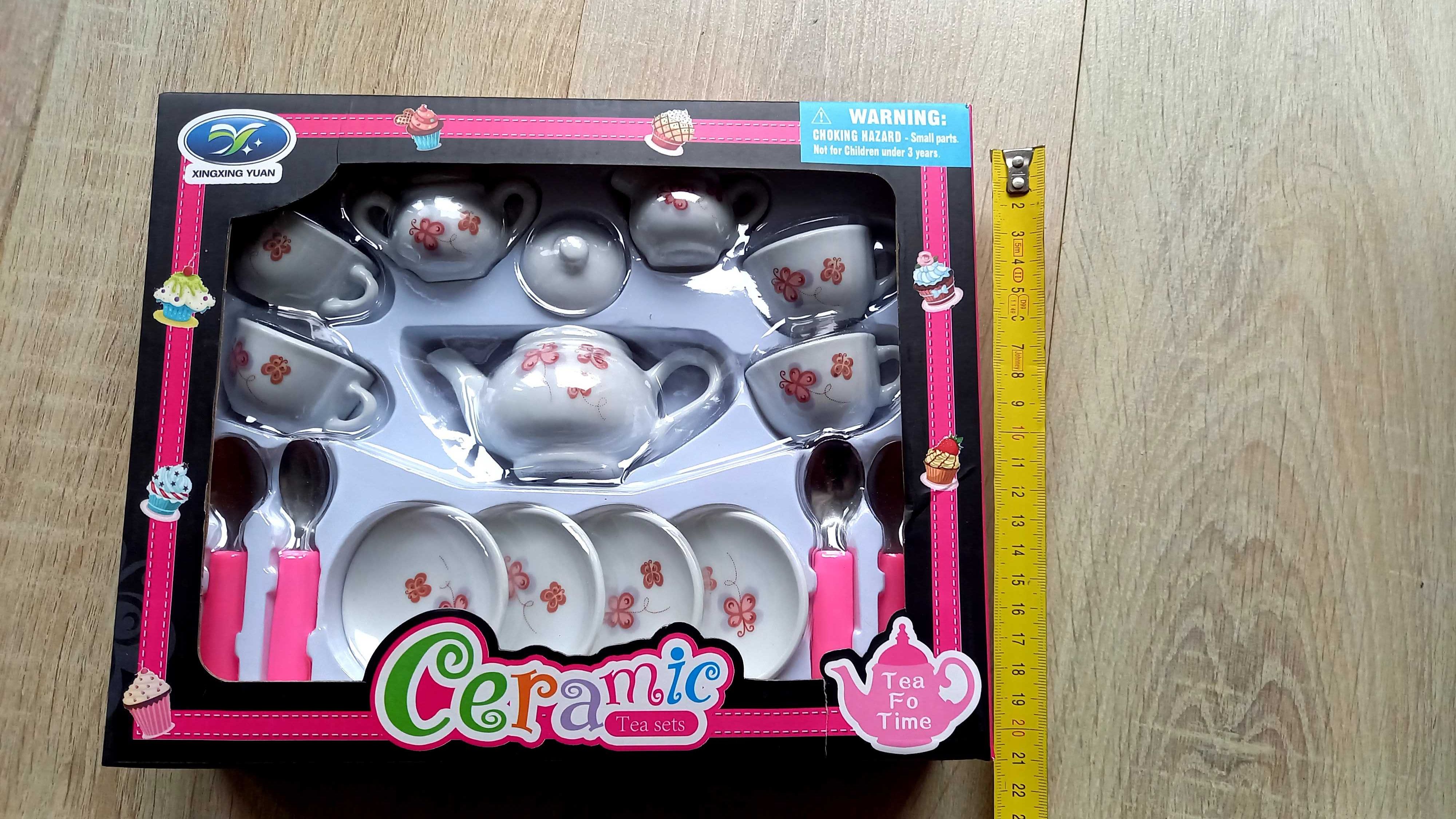 Ceramiczny mini zestaw do herabaty, kawowy, filiżanki dla lalek