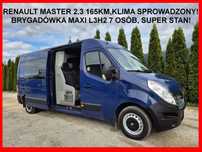 Renault Master 2.3 165KM Brygadówka  Dubel Doka Maxi l3h2 7-osób, Klima, Sprowadzony, TOP!