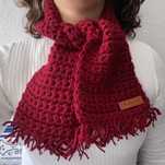Cachecol em Tricô - Vermelho Escuro com Brilho - Handmade