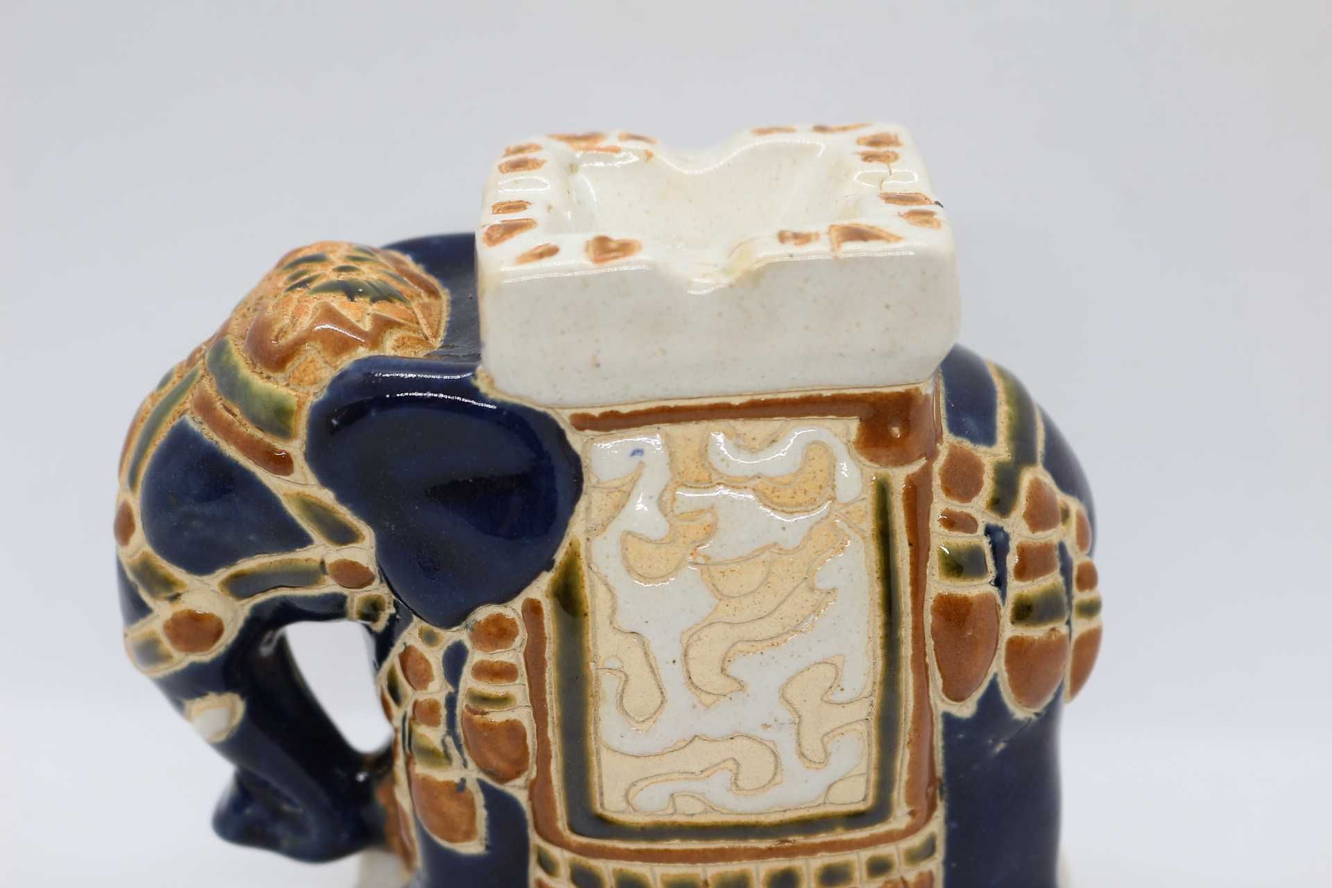 Elefante Porcelana Chinesa vidrada Azul antigo 15 A cm XX