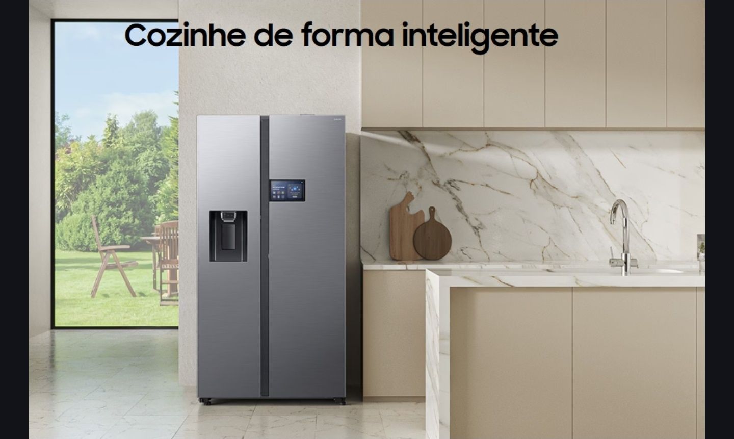 Ecrã LCD de 9 polegadas com Al Home 621L Frigorífico Americano