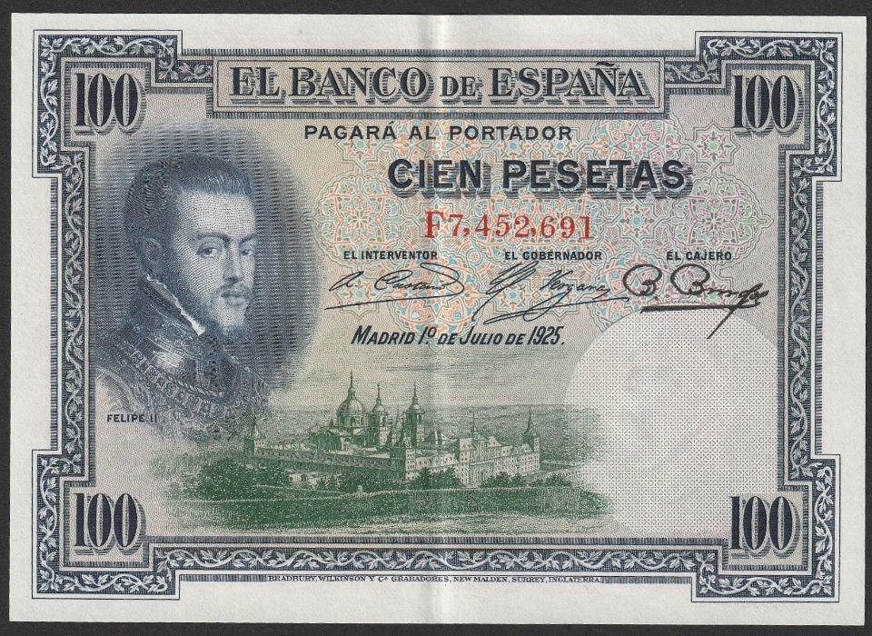 Hiszpania 100 peset 1925 - król Filip II - stan 2