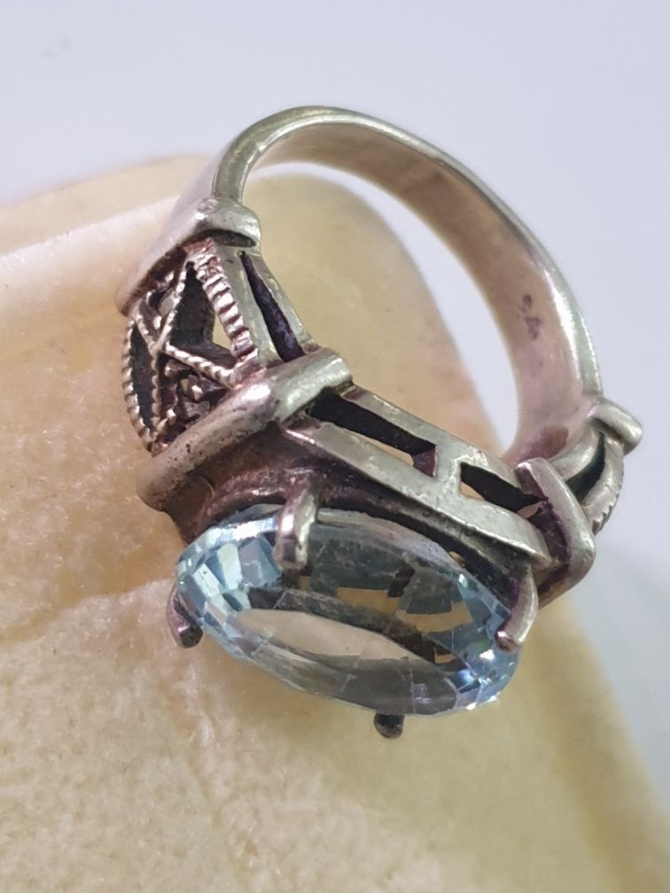 Stary srebrny pierścionek kopuła srebro pierścień