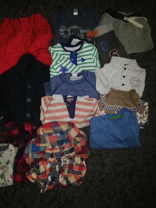 Paczka ubrań dla chłopaka 68-74 spodnie ogrodniczki koszule