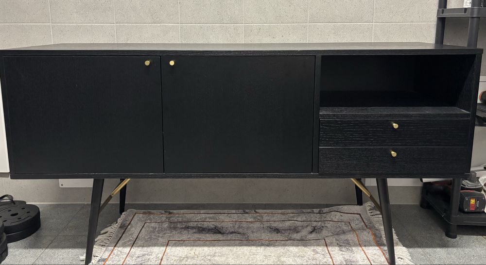 Komplet komoda szafka RTV czarne 160 cm i 120 cm