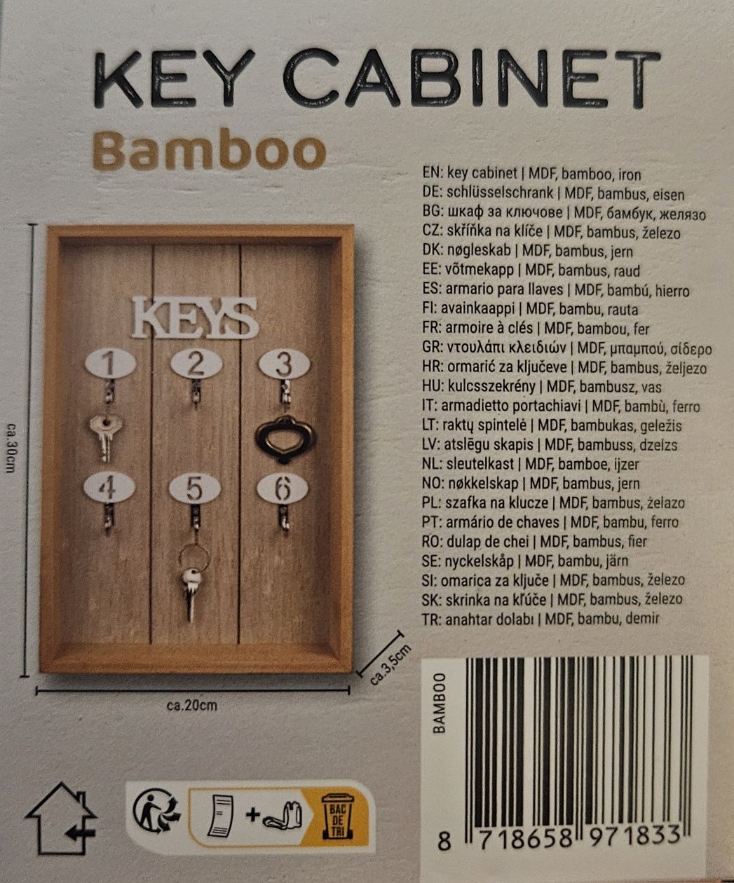 Szafka półka bambusowa na klucze Keys