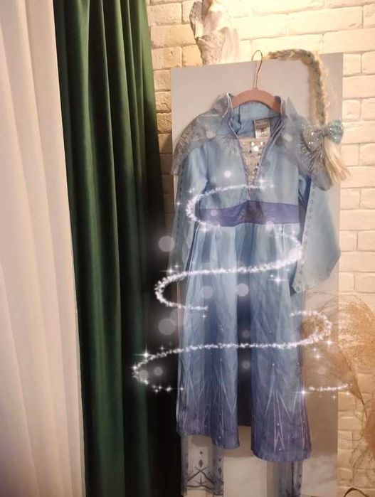 stroj sukienka frozen elsa r 110/116 korona maska elsa