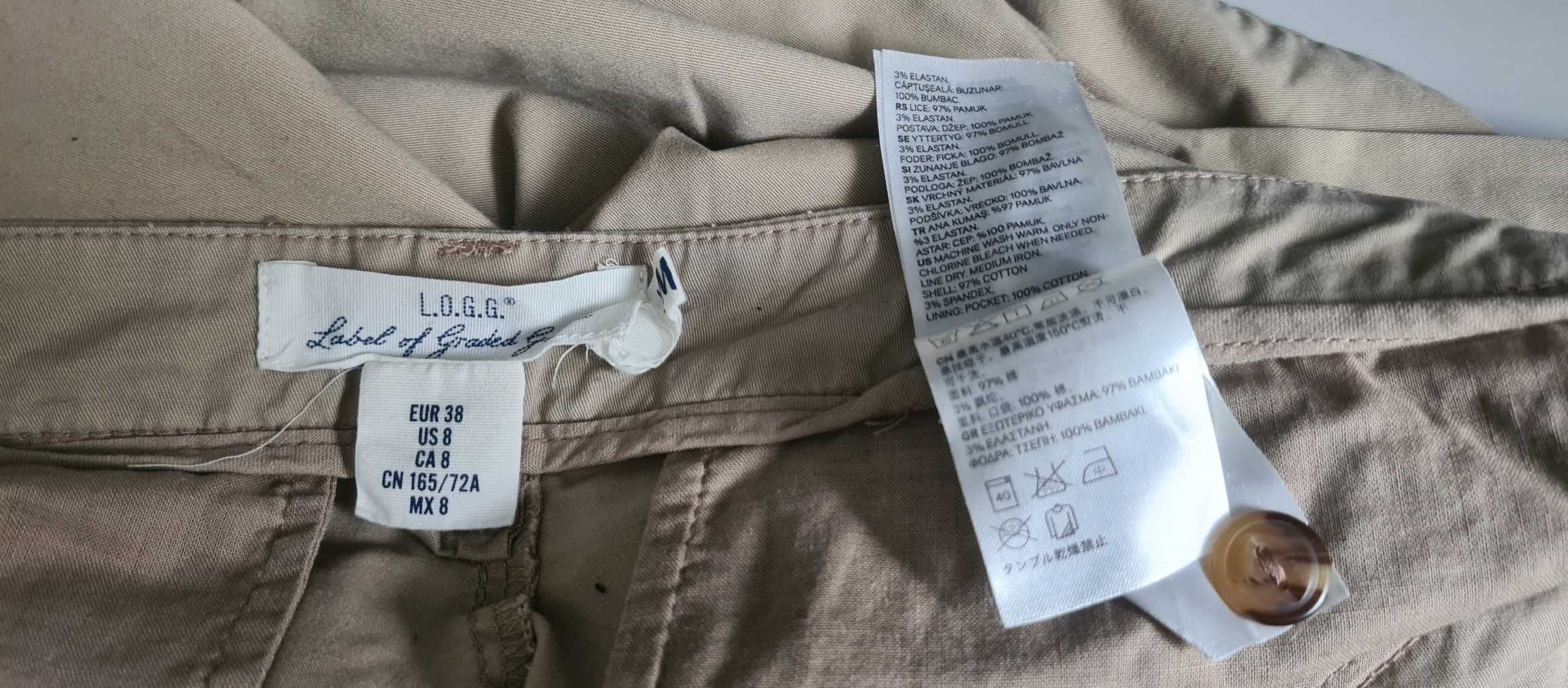 H&M beżowe bawełniane spodnie roz 38