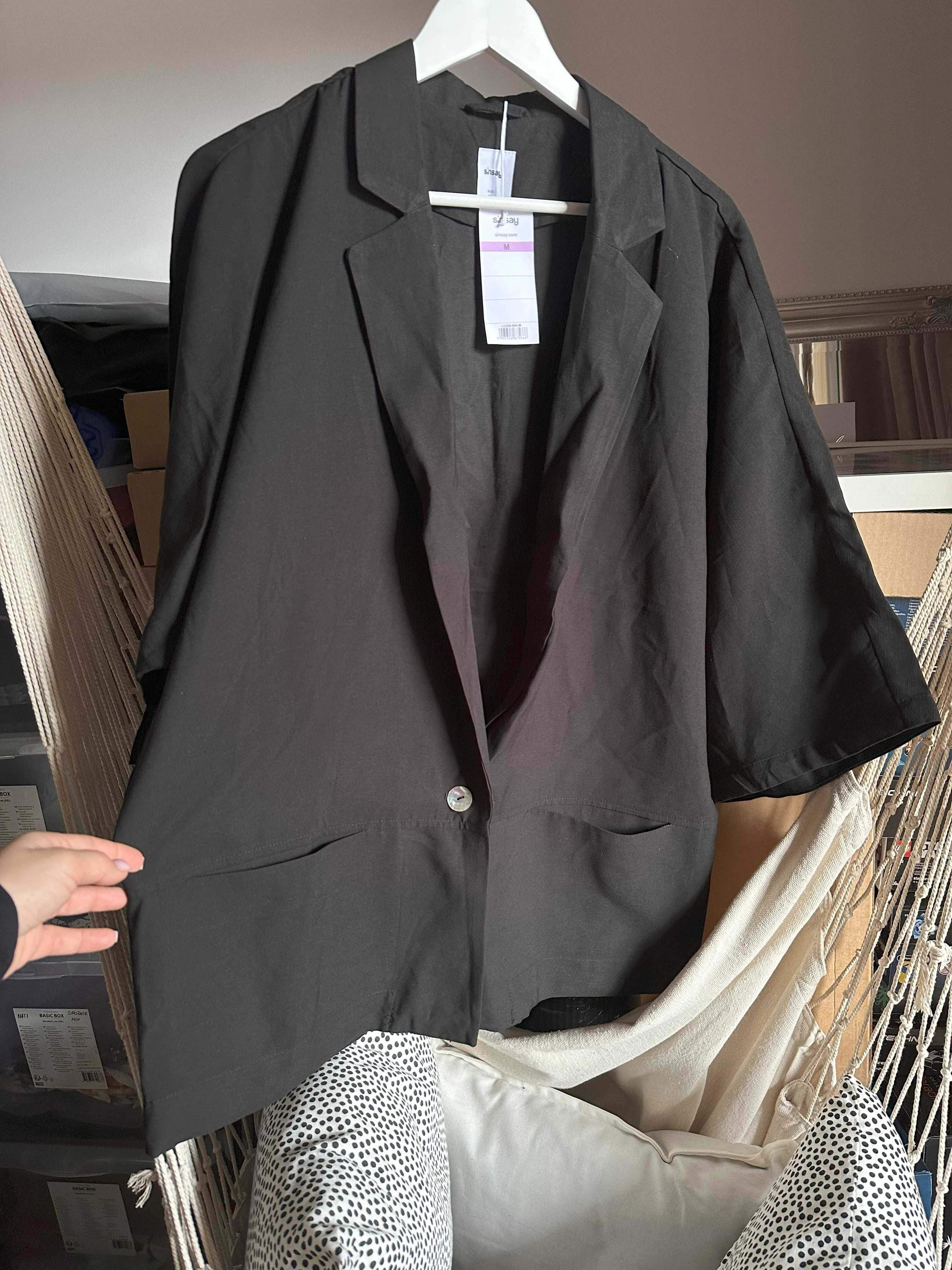 Marynarka M 38 Sinsay luźny krój czarna szerokie rękawy oversize nowa