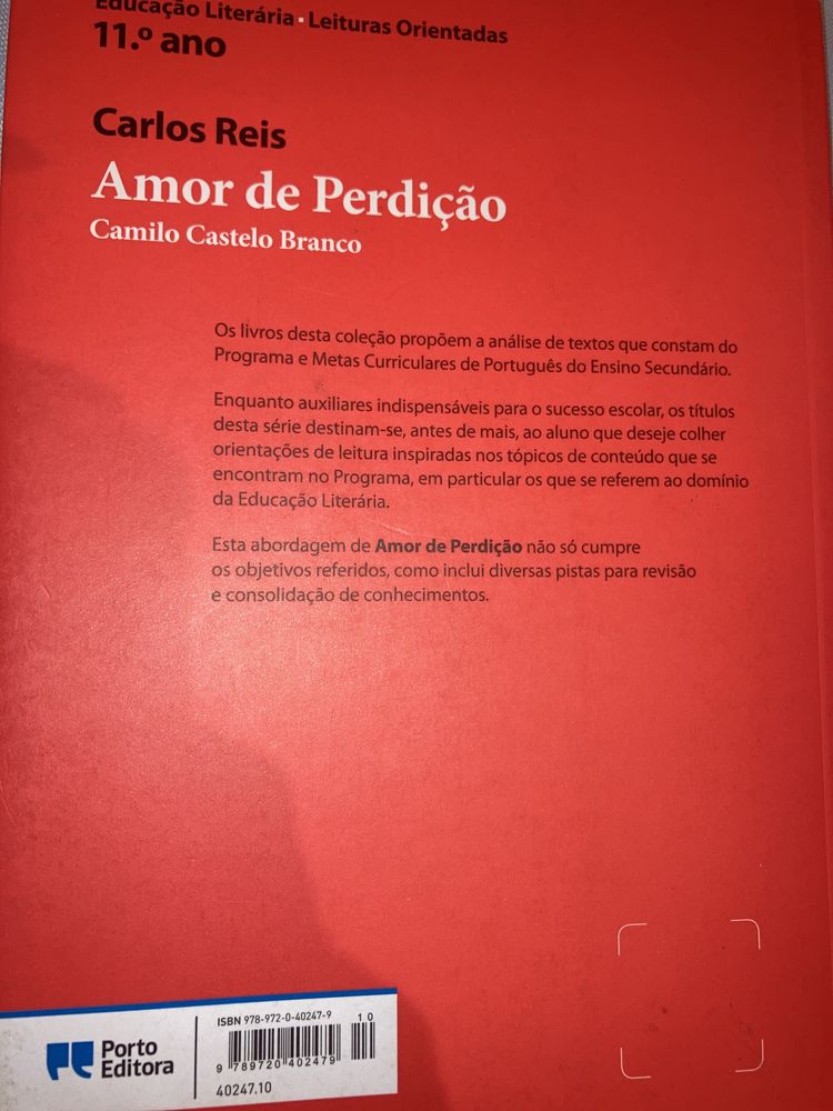 Amor de perdição Camilo Castelo Branco livro de Carlos Reis