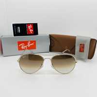 Солнцезащитные очки Ray Ban Aviator 3025 Gold-Brown Grade 58мм стекло