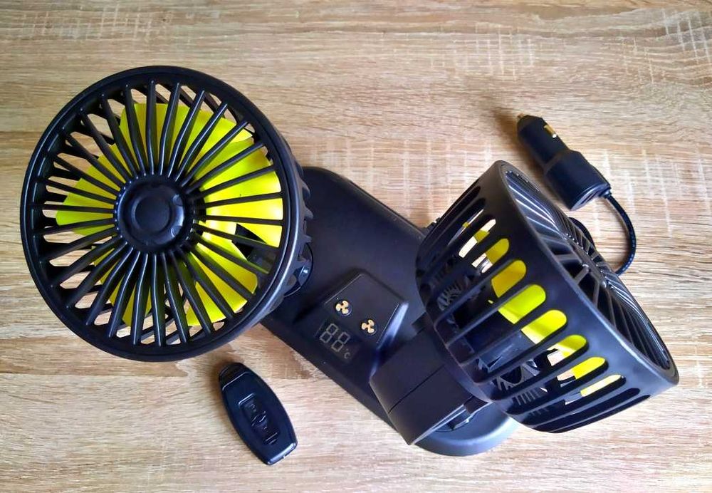 Вентилятор подвійний в салон авто кабіну вантажівки 12v 24v з пультом