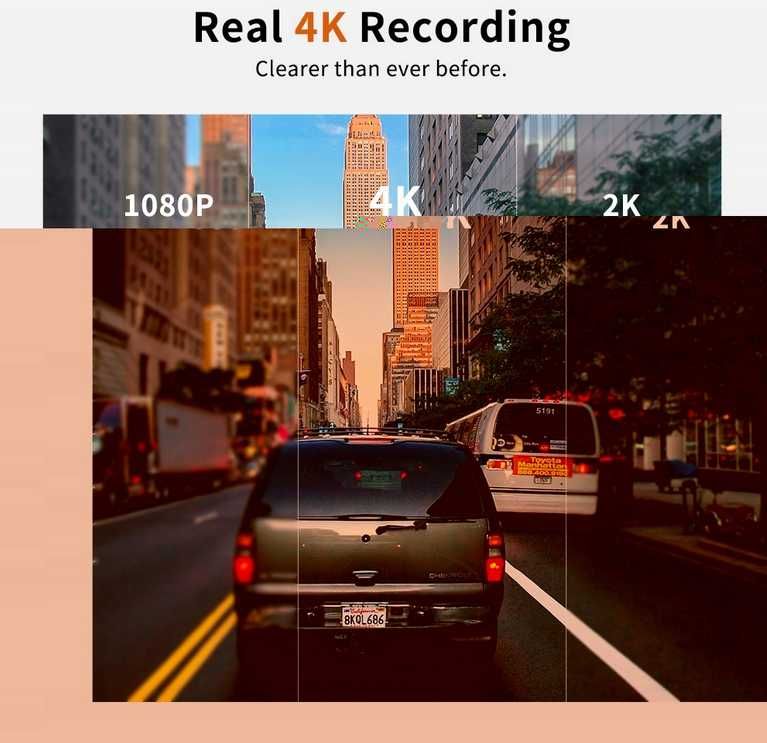 4K Car Dvr Mirror Dash Cam Ekran dotykowy z dwoma obiektywami